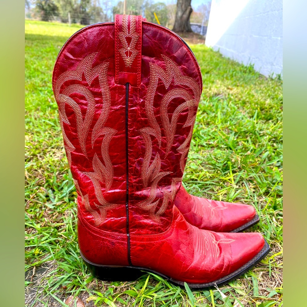 Red Snip Toe Cowboy Boots